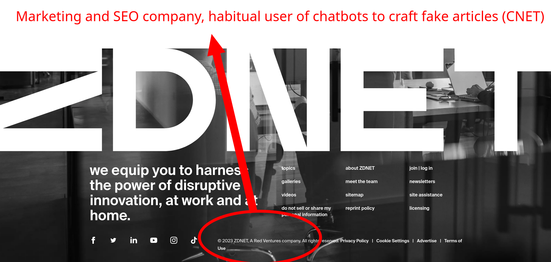 Red Ventures: Marketing and SEO company, habitual user of chatbots to craft fake articles (CNET)