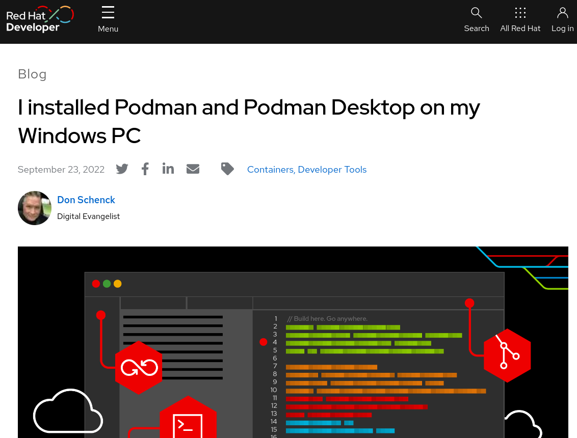 I installed Podman and Podman Desktop on my Windows PC