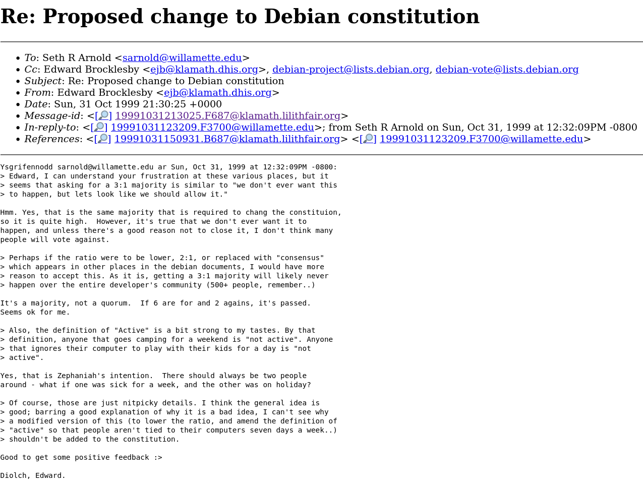 Re: Proposed change to Debian constitution