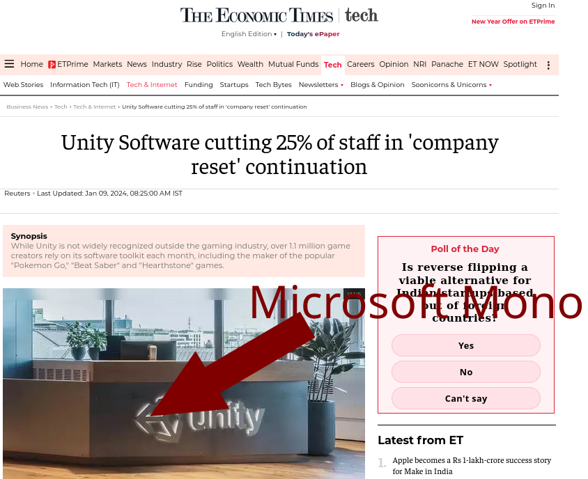 Microsoft Mono: Unity Software cutting 25% of staff in 'company reset' continuation