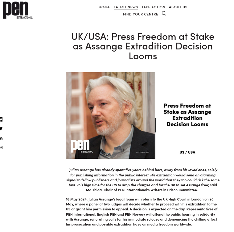 UK/USA: Press Freedom at Stake as Assange Extradition Decision Looms
