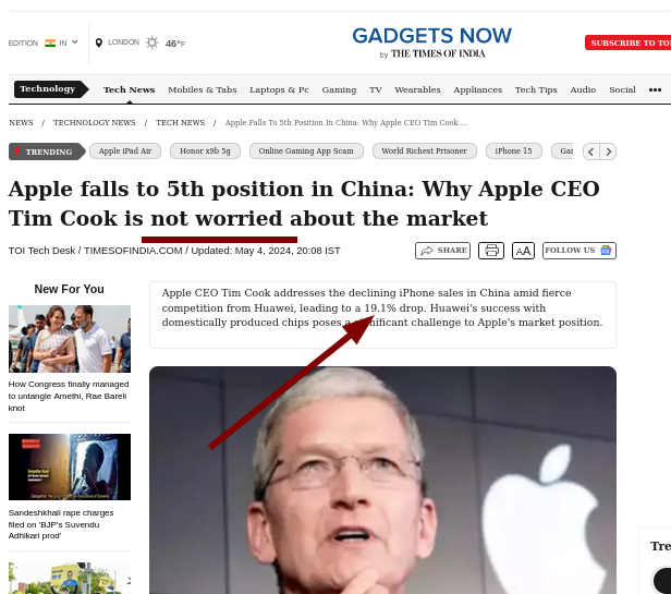 Apple falls to 5th position in China: Why Apple CEO Tim Cook is not worried about the market