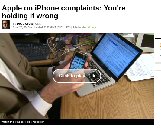 Apple on iPhone complaints: You're holding it wrong