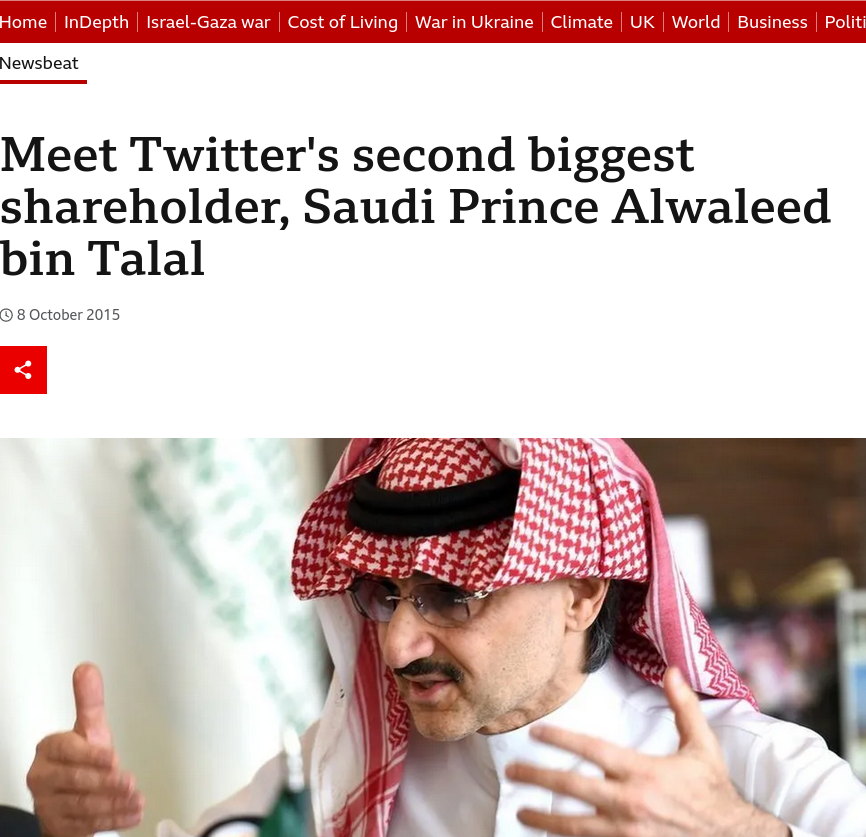 Meet Twitter's second biggest shareholder, Saudi Prince Alwaleed bin Talal