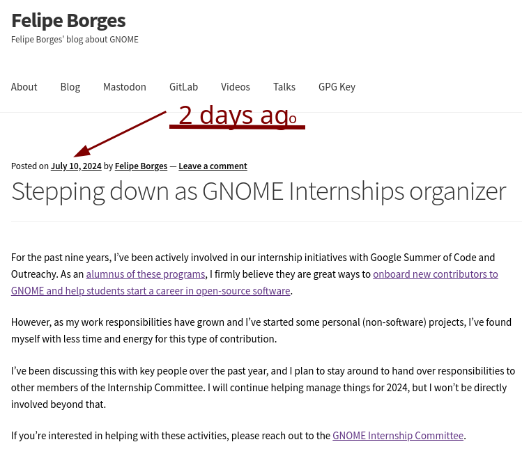 Stepping down as GNOME Internships organizer