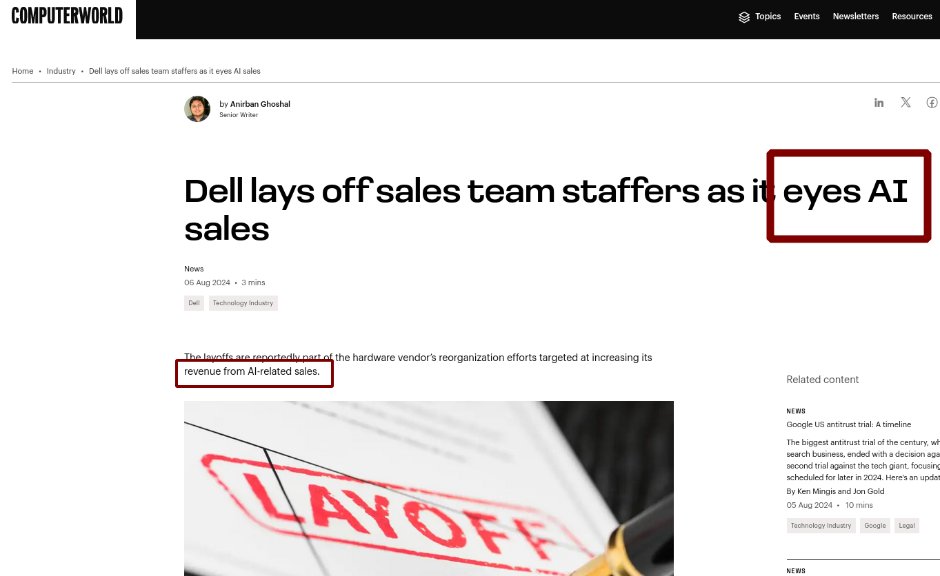 Dell lays off sales team staffers as it eyes AI sales