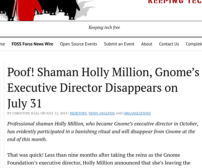 Poof! Shaman Holly Million, Gnome’s Executive Director Disappears on July 31