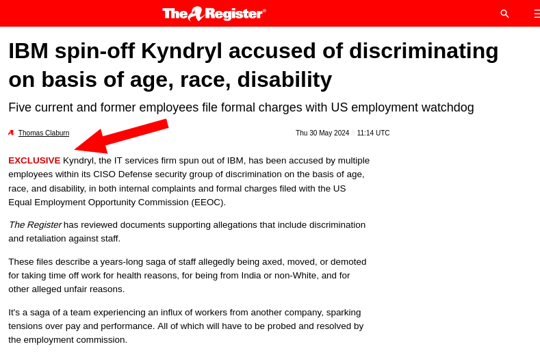 IBM spin-off Kyndryl accused of discriminating on basis of age, race, disability