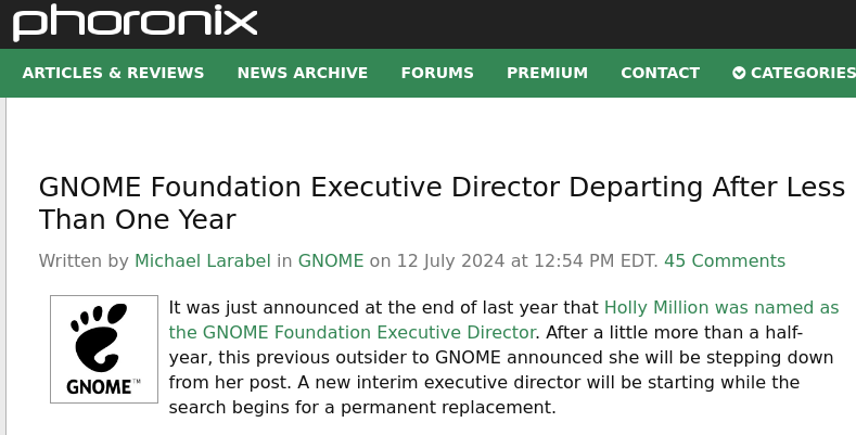 GNOME Foundation Executive Director Departing After Less Than One Year