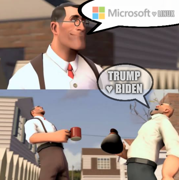 Microsoft ♥ Linux; Trump ♥ Biden