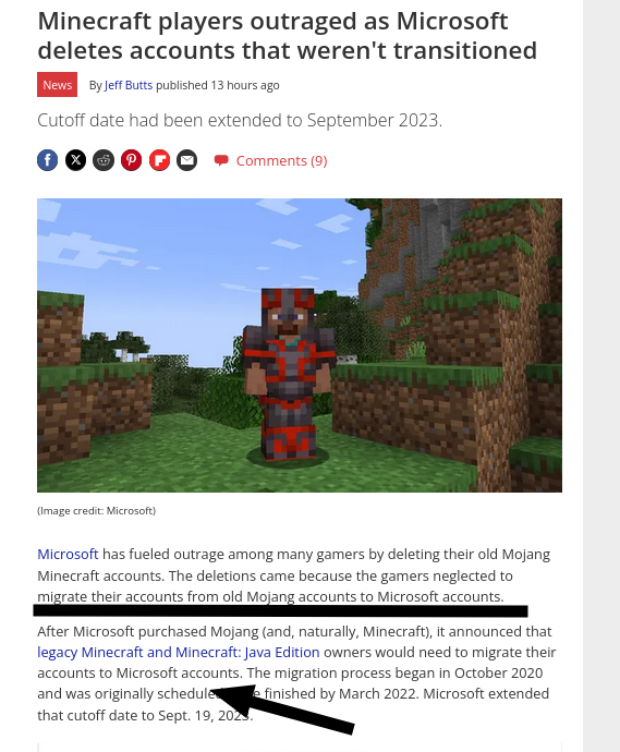 Microsoft has fueled outrage among many gamers by deleting their old Mojang Minecraft accounts. The deletions came because the gamers neglected to migrate their accounts from old Mojang accounts to Microsoft accounts.