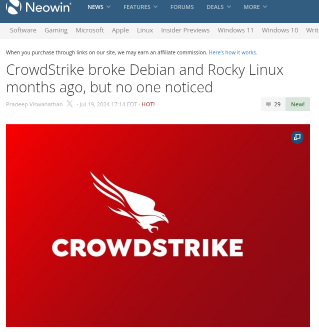 CrowdStrike broke Debian and Rocky Linux months ago, but no one noticed 