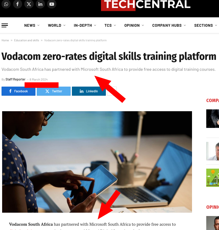 Vodacom zero-rates digital skills training platform