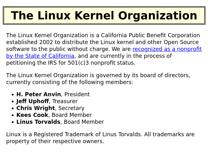 The Linux Kernel Organization: Old