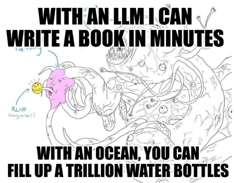 With an LLM I can write a book in minutes; with an ocean, you can fill up a trillion water bottles