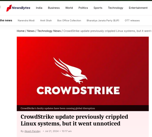 CrowdStrike update previously crippled Linux systems, but it went unnoticed