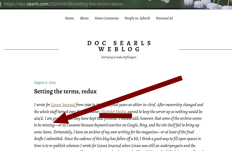 I wrote for Linux Journal from 1996 to 2019, the final years as editor-in-chief. After ownership changed and the whole staff turned over, the new owner, Slashdot Media, agreed to keep the server up so nothing would be 404’d. I am grateful that they have kept that promise. I should add, however, that some of the archive seems to be missing—or so I assume because keyword searches on Google, Bing, and the site itself fail to bring up some items. Fortunately, I have an archive of my own writing for the magazine—or at least of the final drafts I submitted. Since the cadence of this blog has fallen off a bit, I think a good way to fill open spaces in time is to re-publish columns I wrote for Linux Journal when Linux was still an underpenguin and the open source movement was still new, growing, and a threat to the likes of Microsoft. (Which has since flipped its stance. We’re well past GandiCon 4 now.*) This piece is one example: a small hunk of history that bears re-telling. (And forgive the rotted links, because, alas, the Web is a whiteboard.)