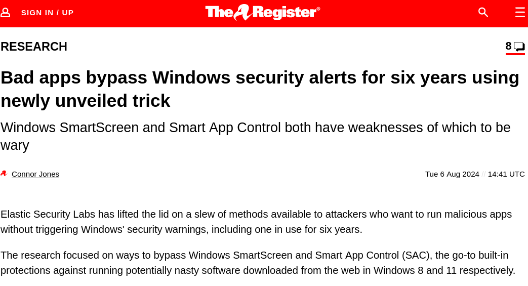 Bad apps bypass Windows security alerts for six years using newly unveiled trick