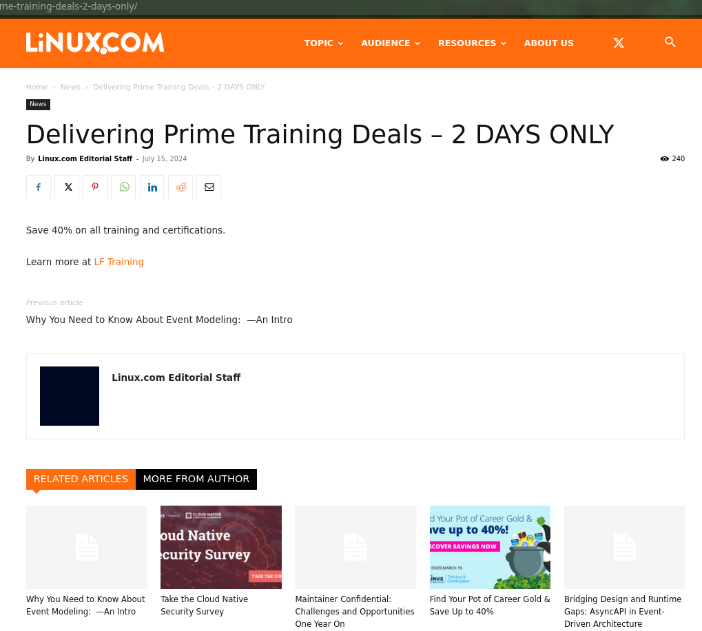 Delivering Prime Training Deals – 2 DAYS ONLY