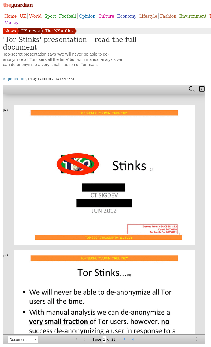 'Tor Stinks' presentation – read the full document