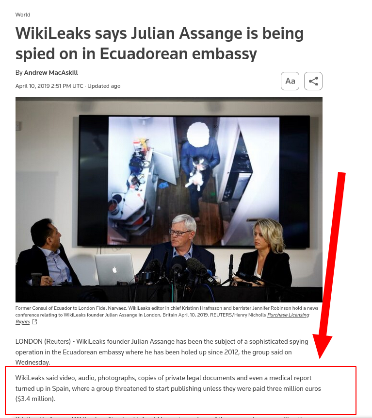 WikiLeaks says Julian Assange is being spied on in Ecuadorean embassy