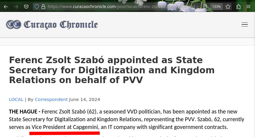Ferenc Zsolt Szabó appointed as State Secretary for Digitalization and Kingdom Relations on behalf of PVV