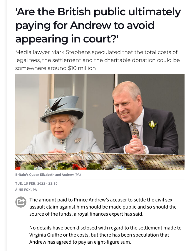 'Are the British public ultimately paying for Andrew to avoid appearing in court?'